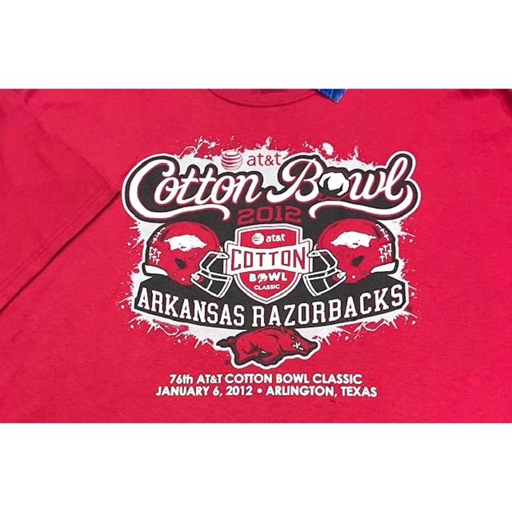 Arkansas Razorbacks 2012 Cotton Bowl T-Shirt Size 2XL w Coach Players Autographs